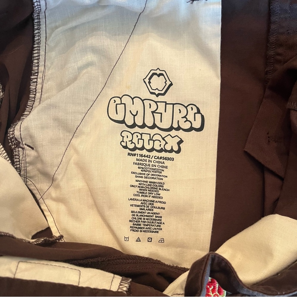 Empyre Cargo Pants Brown Relaxed Wide Leg Baggy Skater SZ 34 Paratrooper Utility - Picture 4 of 13